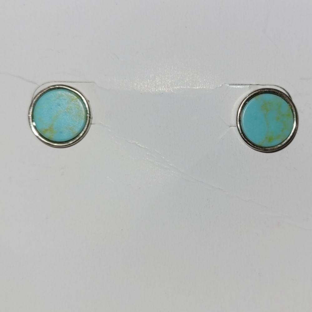 Gold based turquoise disc stud style earrings